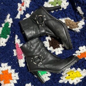 Harley Davidson 6 vtg Stylish Black Leather Ankle Boots
